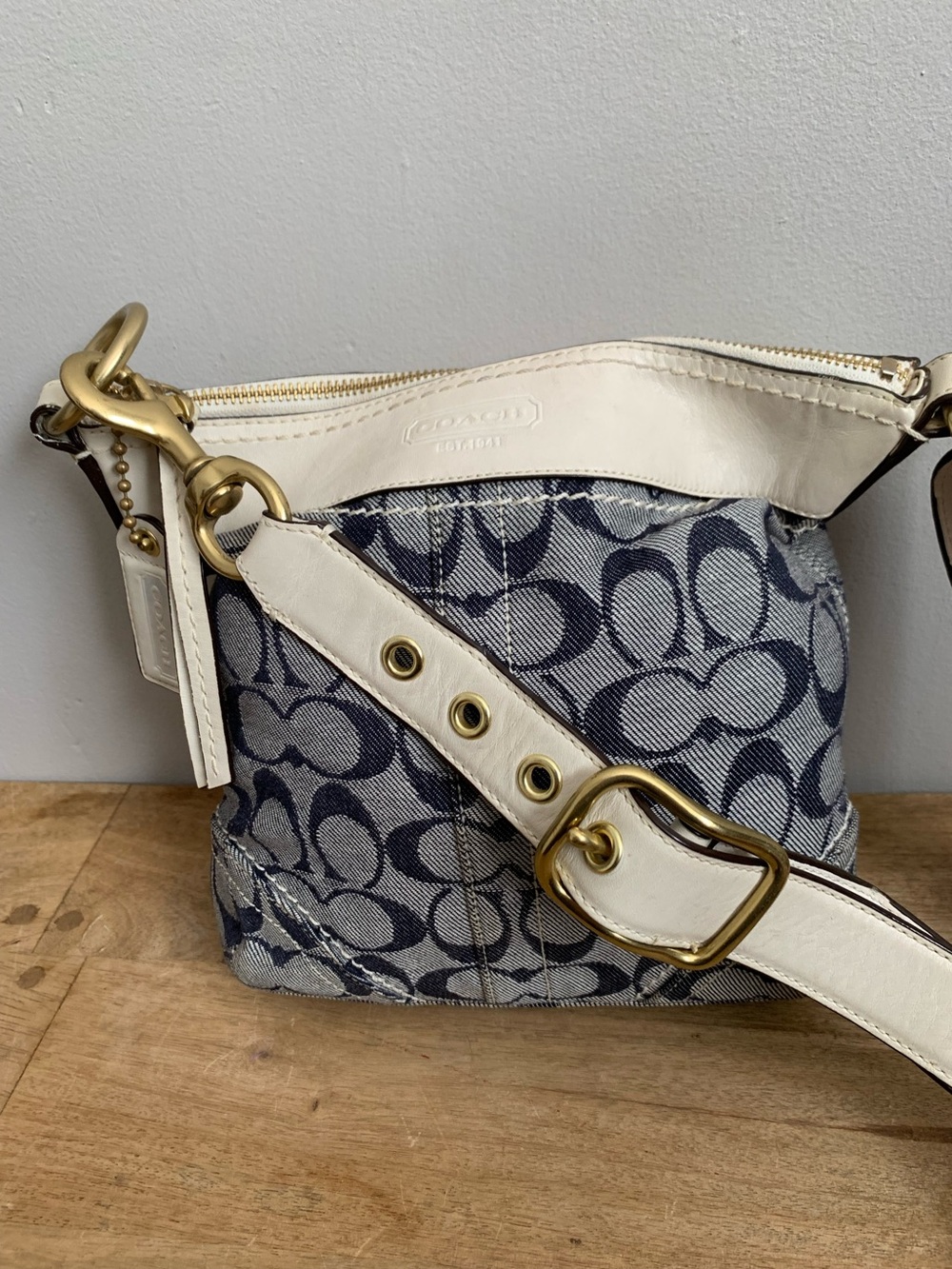 Coach Legacy jacquard leather Medium Duffle y2k signature Denim crossbody 10402